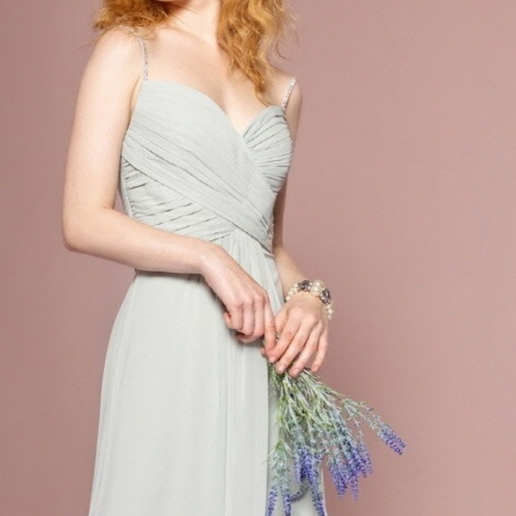 NEW GREEN  - PROM PARTY EVENING FORMAL GOWN DRESS GLS2666 SAGE - Picture 5 of 6